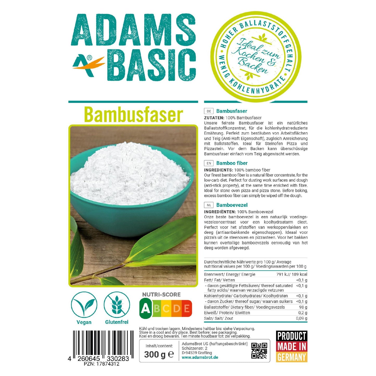 Adamsbrot - Bambusfaser 300g Beutel